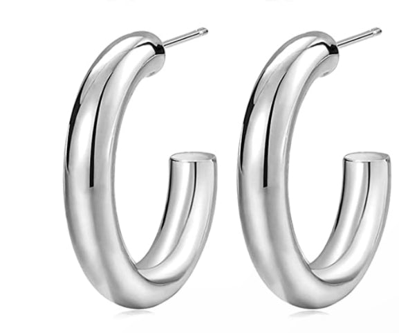 Silver Tube Hoops