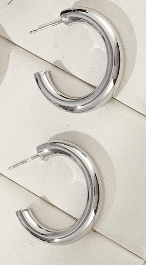 Silver Tube Hoops